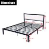 54" Modern Full Size Platform Bed with Black Metal Frame;  Beige Headboard