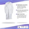 White Disposable Lab Coat. Pack of 10 Splash Proof Disposable Gowns Small. 40 gsm SMS Unisex Surgical Gowns with Long Sleeves; Knit Collar and Cuffs;