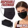 1000 PCS Protective Disposable Face Mask Cover 3 Ply Disposable Masks - Black