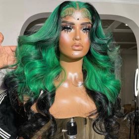 Gradient Orange Yellow Blue And Green Real Hair Headgear (Option: Green-14inch)