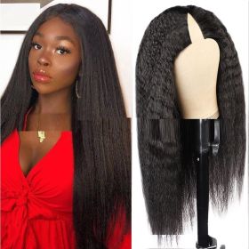 Lace Free Mechanism Yaki Straight Pure Human Wig (Option: 1bColor-24inch)