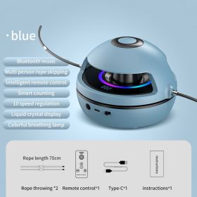 10-level Speed Regulation Intelligent Remote Control Rope Skipping Machine LED Seven-color Lights Wireless Bluetooth Counting Music Function Intellige (Color: Blue)