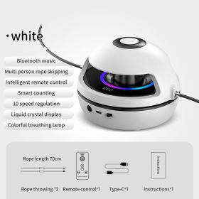 10-level Speed Regulation Intelligent Remote Control Rope Skipping Machine LED Seven-color Lights Wireless Bluetooth Counting Music Function Intellige (Color: White)